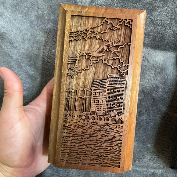 Vintage Wood Walnut Laser Cut Coastal Nautical Bookends - Picture 6 of 9